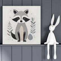 Minimalist Boho Racoon Woods Nursery Kids Room