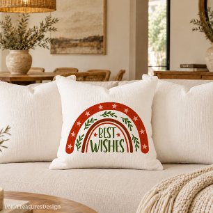 Minimalist Boho Rainbow Christmas Accent Pillow