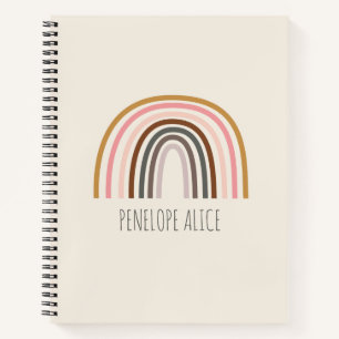 Minimalist Boho Rainbow Drawing Personalised Notebook