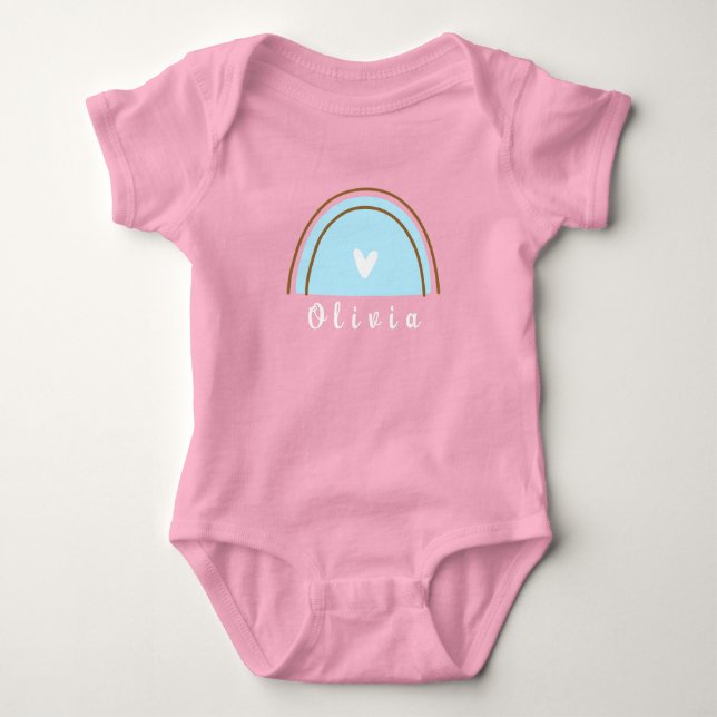 Minimalist Boho Rainbow with Personalised Name  Baby Bodysuit (Front)