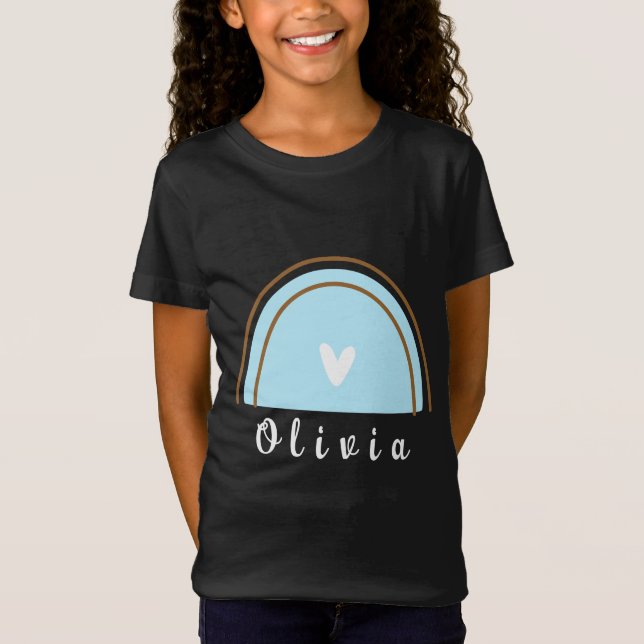 Minimalist Boho Rainbow with Personalised Name  T-Shirt (Front)