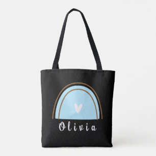 Minimalist Boho Rainbow with Personalised Name  Tote Bag