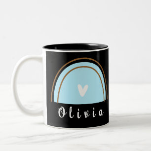 Minimalist Boho Rainbow with Personalised Name Two-Tone Coffee Mug