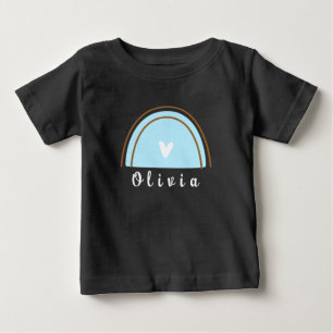 Minimalist Boho Rainbow with Personalized Name  Baby T-Shirt