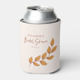 Minimalist Boho Retro Vine Bridal Shower Custom Can Cooler