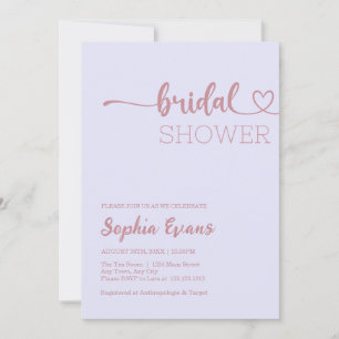 Minimalist Boho Rose Gold Lavender Bridal Shower Invitation