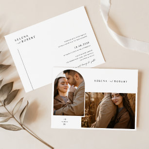 Minimalist Boho Rustic Stylish 2 Photo Wedding Invitation