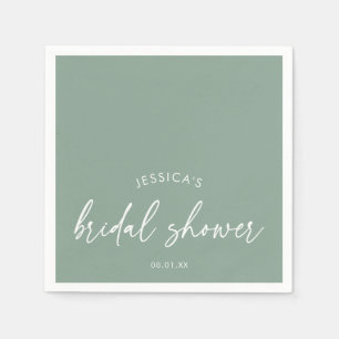 Minimalist Boho Sage Green Bridal Shower Napkin