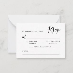 Minimalist Boho Script RSVP Budget Wedding Card