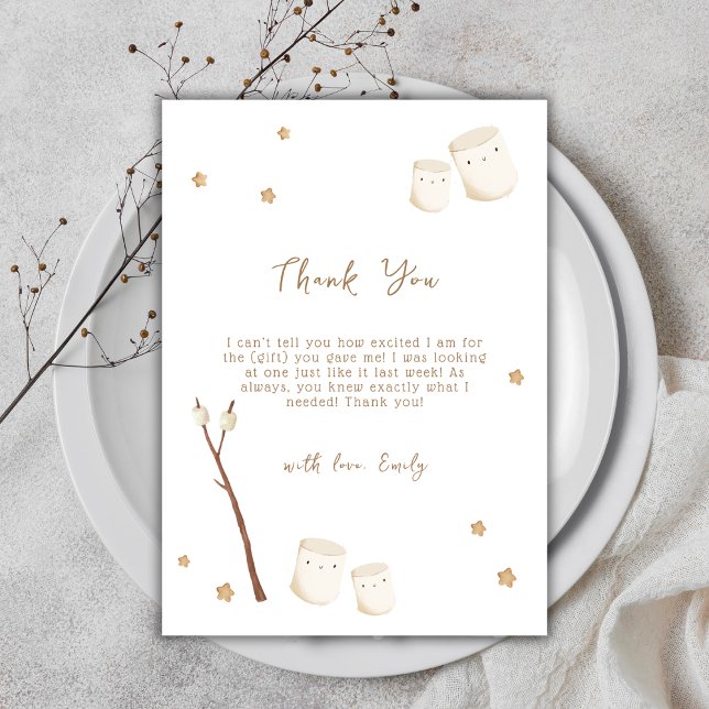 Minimalist Boho S'more Fun Stars Baby Shower  Thank You Card (Minimalist Boho S'more Fun Stars Baby Shower Thank You Card)