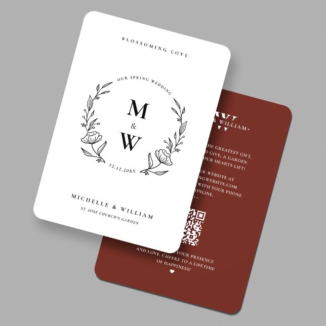 Minimalist Boho Spring Monogram Terracotta Wedding Invitation (Minimalist Boho Spring Monogram Terracotta Wedding Invitation
)