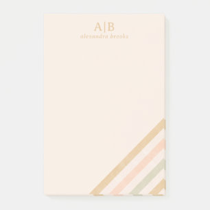 Minimalist Boho Stripe   Earthy Personalised Post-it Notes