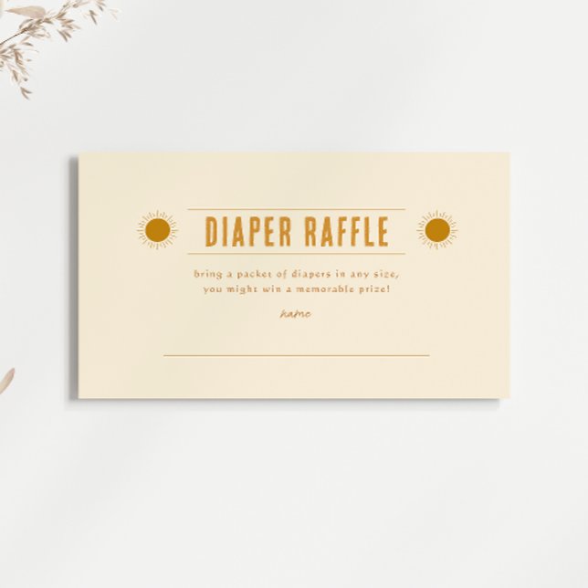 Minimalist Boho Sunshine Baby Shower Diaper Raffle Enclosure Card (Creator Uploaded)
