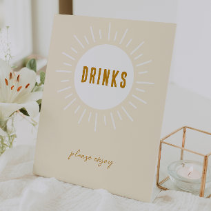 Minimalist Boho Sunshine Baby Shower Drinks Pedestal Sign