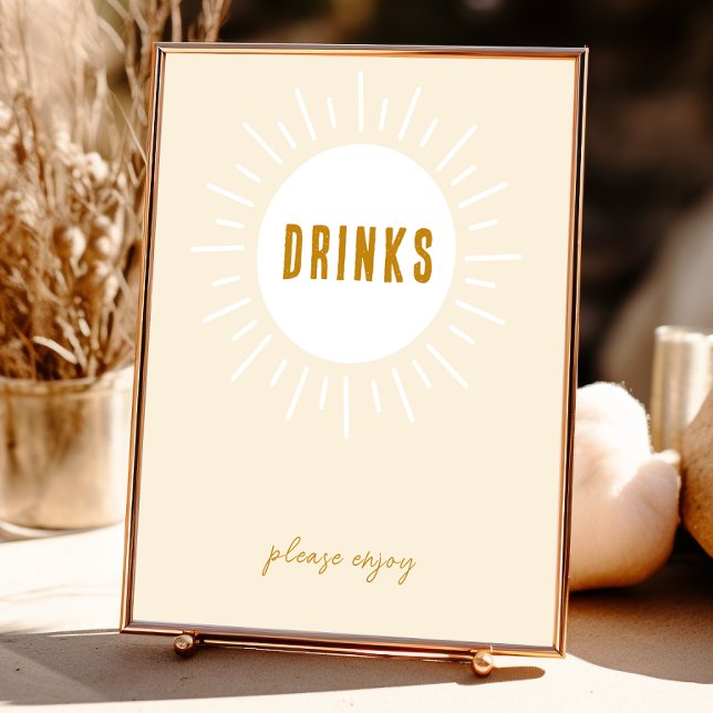 Minimalist Boho Sunshine Baby Shower Drinks Sign (Creator Uploaded)