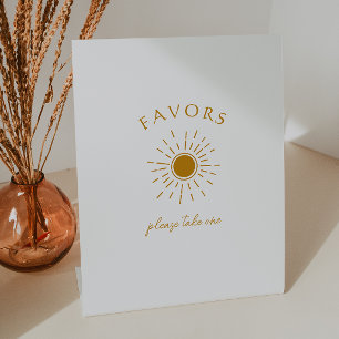 Minimalist Boho Sunshine Baby Shower Favours Pedestal Sign