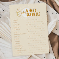 Minimalist Boho Sunshine Baby Word Scramble Card