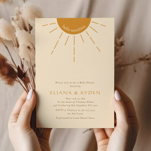 Minimalist Boho Sunshine Couple's Baby Shower Invitation