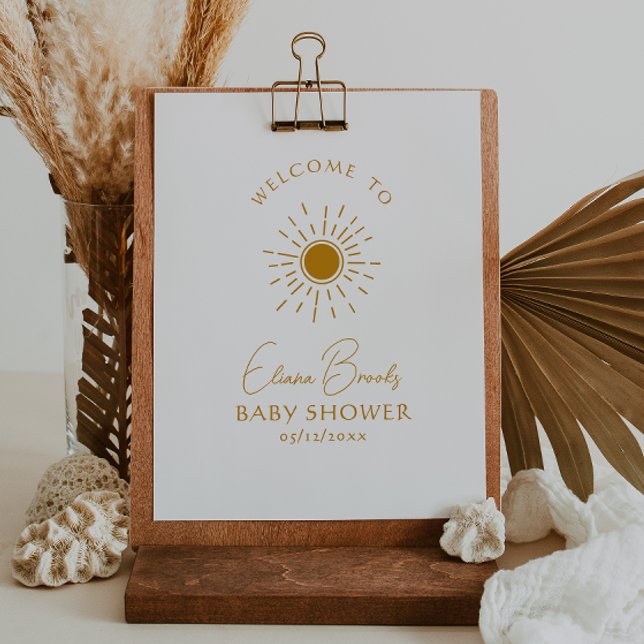 Minimalist Boho Sunshine Welcome Baby Shower Sign (Creator Uploaded)