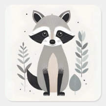 Minimalist Boho Sweet Racoon in the Woods