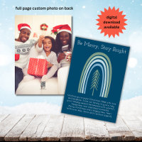 Minimalist Boho Teal Mint Rainbow Christmas Photo