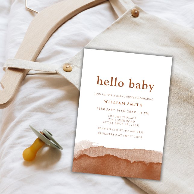 Minimalist Boho Terracotta Desert Boy Baby Shower Invitation (Minimalist Boho Terracotta Desert Boy Baby Shower Invitation)