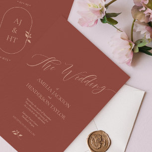 Minimalist Boho Terracotta Script Wedding Invitation