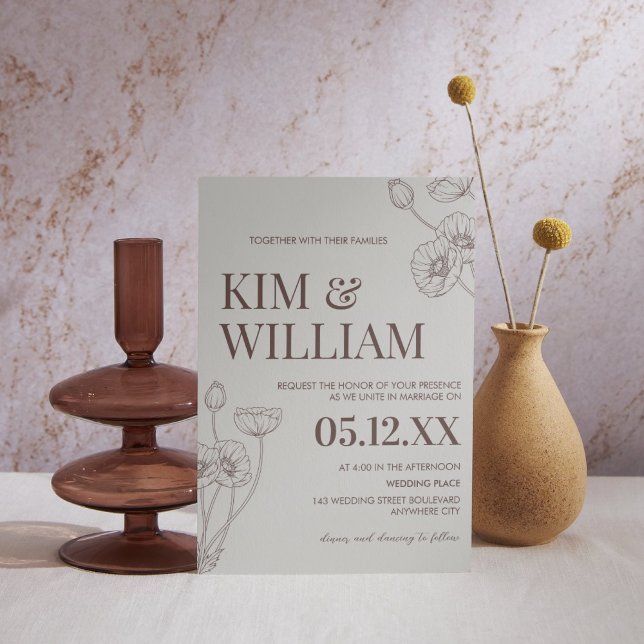 Minimalist Boho Terracotta Wedding Invitation (Minimalist Terracotta Wedding Invitation)