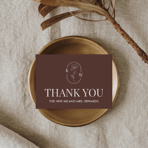 Minimalist Boho Terracotta Wedding Thank You Card