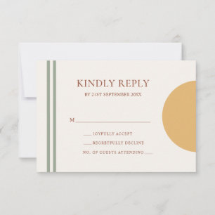 Minimalist Boho Terracotta Yellow Arches Wedding RSVP Card