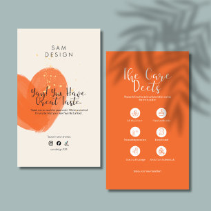 Minimalist Boho Tumbler Care Instruction Card