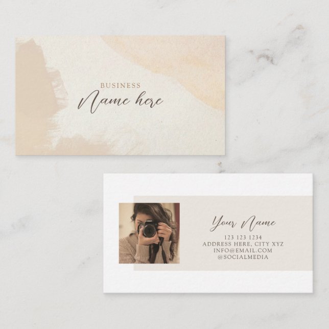 Minimalist Boho Watercolor Professional Simple Business Card (Front/Back)