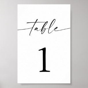 Minimalist Boho Wedding Table Numbers, 4x6" Poster