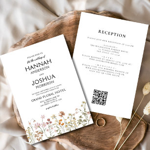 Minimalist Boho Wildflower All in One Wedding Invitation