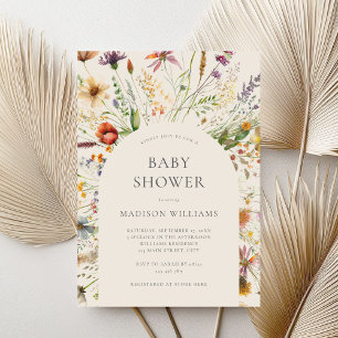Minimalist Boho Wildflower Floral Baby Shower Invitation