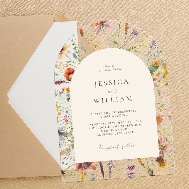 Minimalist Boho Wildflower Floral Wedding Acrylic Invitations (Creator Uploaded)