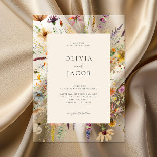 Minimalist Boho Wildflower Floral Wedding Acrylic Invitations