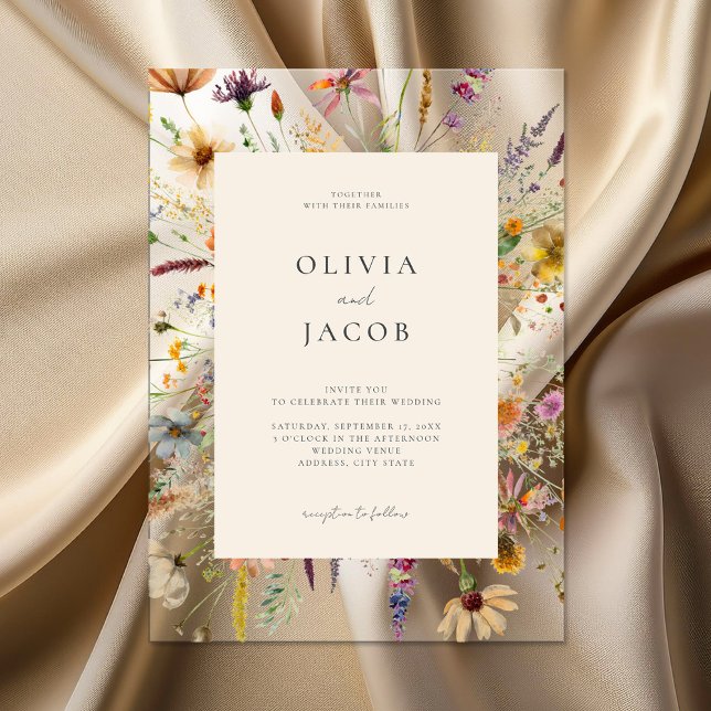 Minimalist Boho Wildflower Floral Wedding Acrylic Invitations (Creator Uploaded)