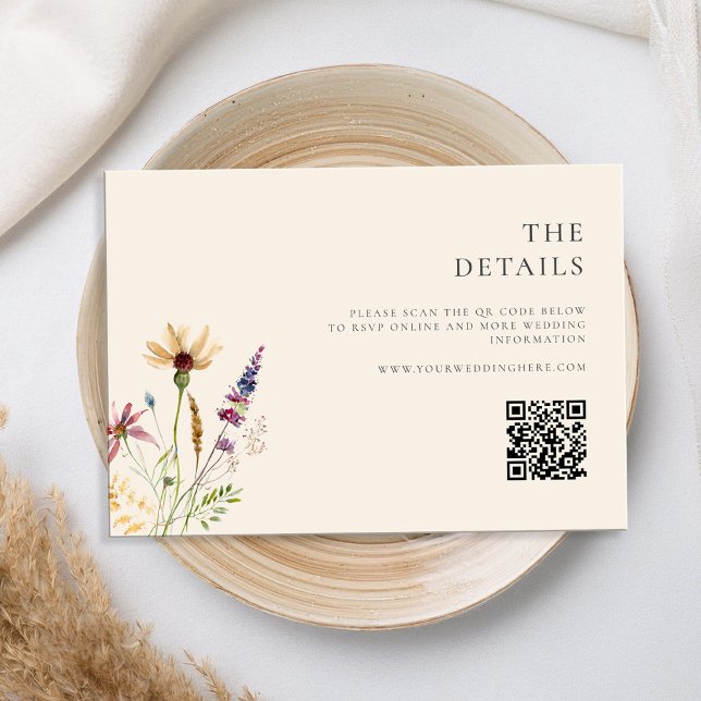 Minimalist Boho Wildflower Floral Wedding Enclosure Card (Creator Uploaded)