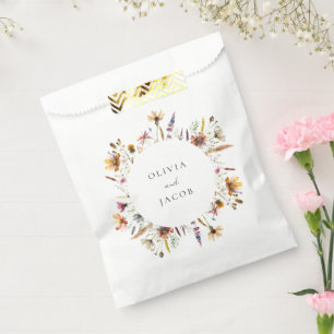 Minimalist Boho Wildflower Floral Wedding Favour Bags