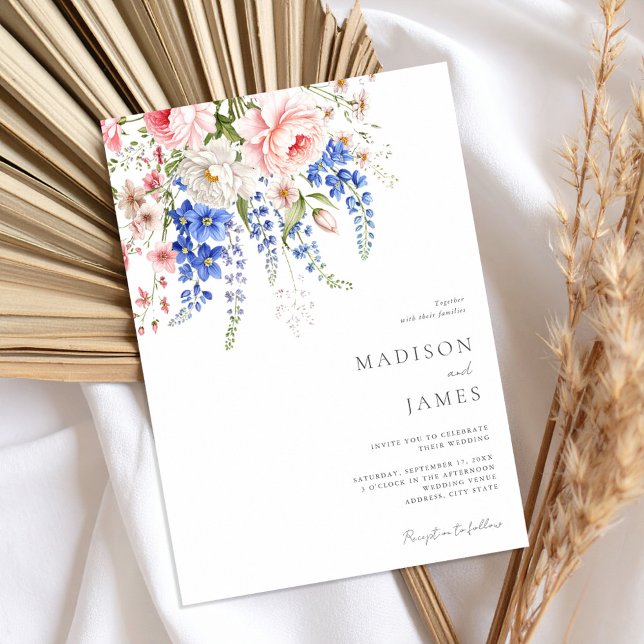 Minimalist Boho Wildflower Floral Wedding Invitation (Creator Uploaded)