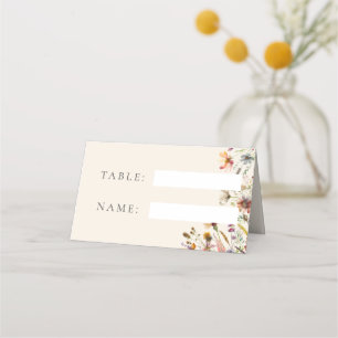 Minimalist Boho Wildflower Floral Wedding Place Card
