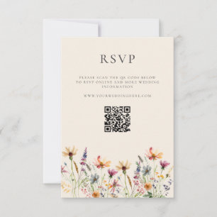 Minimalist Boho Wildflower Floral Wedding RSVP Card
