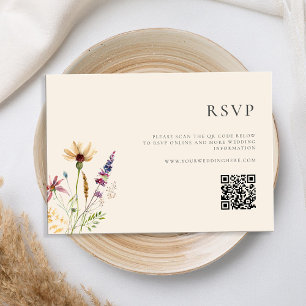 Minimalist Boho Wildflower Floral Wedding RSVP Card