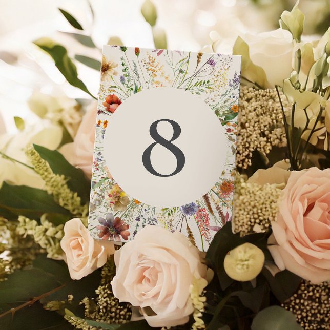Minimalist Boho Wildflower Floral Wedding Table Number (Creator Uploaded)