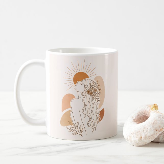 Minimalist Boho Woman Art Mug (With Donut)