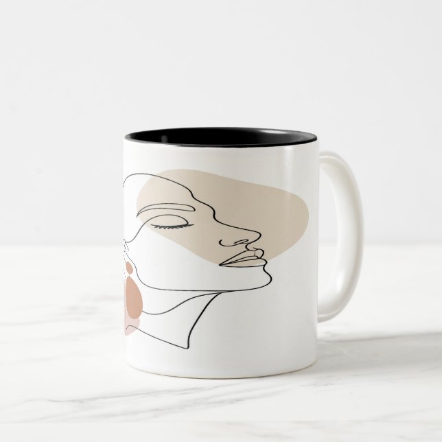 Minimalist Boho Woman Face Line Art Mug (Front Right)