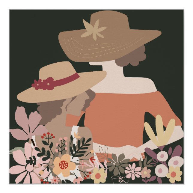 Minimalist Boho Women with Hats Wall Art (Front)