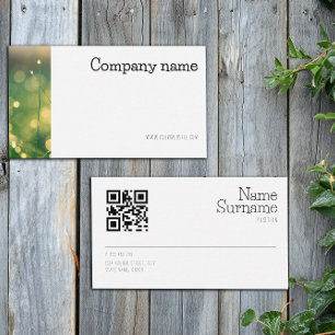 Minimalist bokeh grass photo QR Business Card