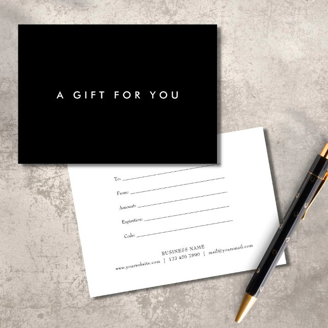 Minimalist Bold Black and White Gift Certificate (Creator Uploaded)